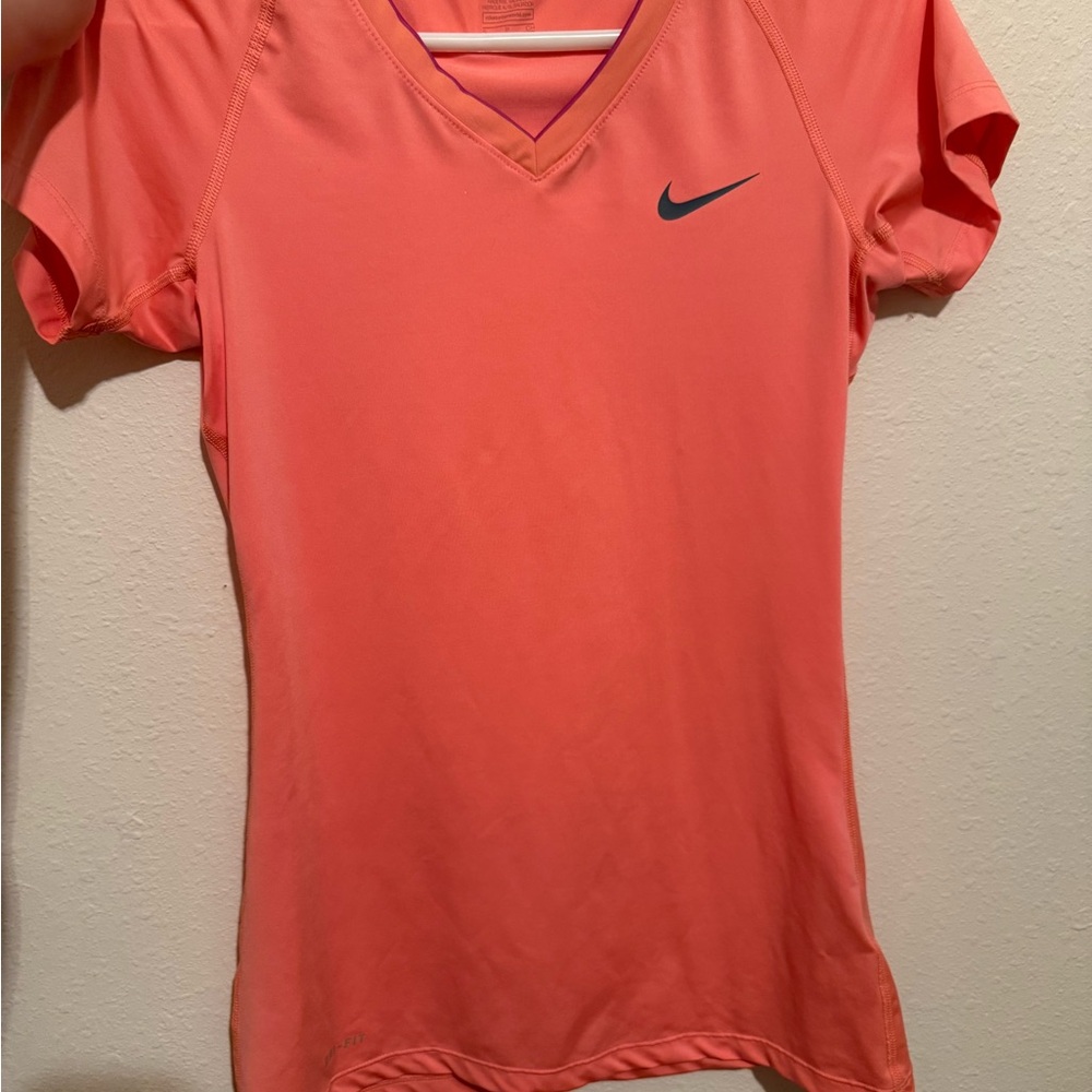 Nike Pro Coral Pink V-Neck Top